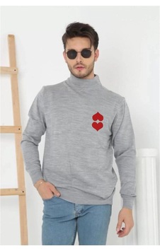 Belifanti Collection Erkek Yarım Boğazlı Kazak Baskılı Dokuma Triko - Gri Belifanti Collection Erkek Yarım Boğazlı Kazak Baskılı Dokuma Triko - Gri