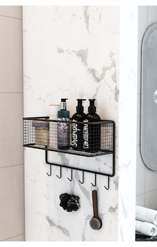 Metal Kancalı Banyo Sepeti Banyo Düzenleyici Organizer Duşluk Şampuanlık Banyo Köşesi Siyah Metal Kancalı Banyo Sepeti Banyo Düzenleyici Organizer Duşluk Şampuanlık Banyo Köşesi Siyah