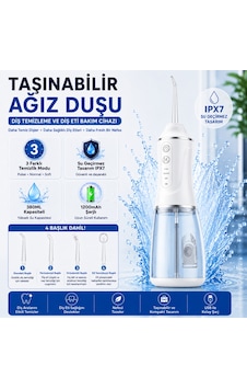 Coofbe Şarjlı Ağız Duşu Oral İrrigatör, 380 Ml, Ipx7 Su Geçirmez, 3 Temizleme Modu, 4 Başlıklı Taşınabilir Diş Temizleme Cihazı Coofbe Şarjlı Ağız Duşu Oral İrrigatör, 380 Ml, Ipx7 Su Geçirmez, 3 Temizleme Modu, 4 Başlıklı Taşınabilir Diş Temizleme Cihazı