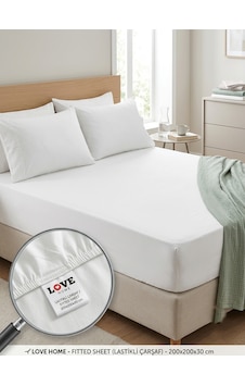 Lovehome Ranforce Battal Boy Lastikli Çarşaf Beyaz