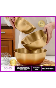 2'li Gold Paslanmaz Çelik Karıştırma Ve Salatalık Kase Çr 2'li Gold Paslanmaz Çelik Karıştırma Ve Salatalık Kase Çr