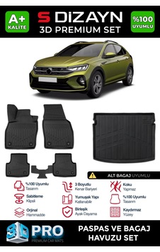 S-dizayn Vw Taigo 3d Pro Havuzlu Paspas Ve Alt Bagaj Havuzu Seti 2'li Set 2020 Üzeri A+ Kalite