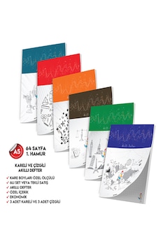 Çizgili Ve Kareli Not Defteri 64 Sayfa Akıllı Defter Seti 6lı A5 Tam Beyaz Koyu Mavi, Kırmızı, Turuncu, Kahverengi, Mavi, Yeşil Çizgili Ve Kareli Not Defteri 64 Sayfa Akıllı Defter Seti 6lı A5 Tam Beyaz Koyu Mavi, Kırmızı, Turuncu, Kahverengi, Mavi, Yeşil