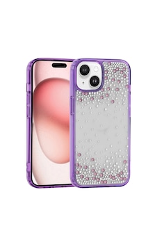 Apple iPhone Uyumlu 15 Kılıf Airbag Tasarımlı Damla Taşlı Şeffaf Zore Pera Silikon Kapak - Mor Apple iPhone Uyumlu 15 Kılıf Airbag Tasarımlı Damla Taşlı Şeffaf Zore Pera Silikon Kapak - Mor