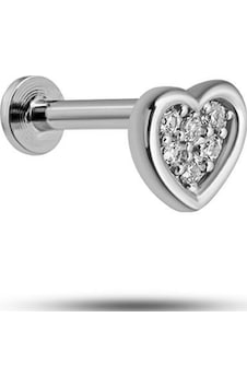 925 Ayar Gümüş Rodyumlu Minimal Çerçeveli Zirkon Taşlı Kalp Tragus Piercing Küpe Gümüş 925 Ayar Gümüş Rodyumlu Minimal Çerçeveli Zirkon Taşlı Kalp Tragus Piercing Küpe Gümüş