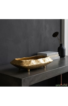 Sculpt Cubıc Gold Dekoratif Tabak 35x20x9 Sculpt Cubıc Gold Dekoratif Tabak 35x20x9