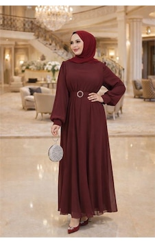 Neşeli Butik Kadın Bordo Tül Kumaş Kemer Detaylı Büyük Beden Tesettür Elbise Nbft006 Bordo Neşeli Butik Kadın Bordo Tül Kumaş Kemer Detaylı Büyük Beden Tesettür Elbise Nbft006 Bordo