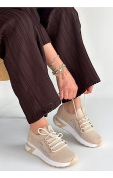 M&b Collect Belan Bej Triko Bağcıklı Spor Ayakkabı Renkli M&b Collect Belan Bej Triko Bağcıklı Spor Ayakkabı Renkli