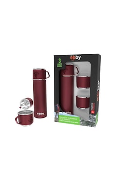 Theebby 3 Bardaklı Çelik Termos Bordo Sıcak Soğuk İçecek Termos Bej Theebby 3 Bardaklı Çelik Termos Bordo Sıcak Soğuk İçecek Termos Bej