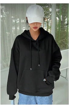 De'charme Erkek Uzun Kol Kapşonlu Basic Sweatshirt Hoodie - Siyah De'charme Erkek Uzun Kol Kapşonlu Basic Sweatshirt Hoodie - Siyah