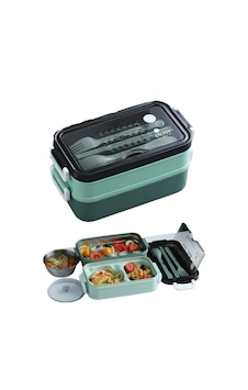 Paslanmaz Çelik Yemek Tası Isı Yalıtımlı 3 Katlı Yemek Termosu Ofis Kamp Lunchbox Turkuaz - 858263192 Turkuaz