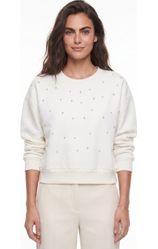 Onloox Kadın Ekru Ekru Pamuklu Bisiklet Yaka Üç İplik Şardonlu Önü İnci Çakmalı Sweatshirt Onloox Kadın Ekru Ekru Pamuklu Bisiklet Yaka Üç İplik Şardonlu Önü İnci Çakmalı Sweatshirt