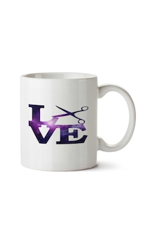 Love Corte Makas İki Tarafı Baskılı Kupa Bardak Çok Renkli Love Corte Makas İki Tarafı Baskılı Kupa Bardak Çok Renkli