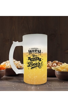 Bk Gift Wish You Were Beer Tasarımlı Buzlu Cam Bira Bardağı 50cl Bk Gift Wish You Were Beer Tasarımlı Buzlu Cam Bira Bardağı 50cl