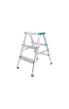 Lunaev 3+3 Çift Basamaklı Alüminyum Metal Merdiven Yükseklik 69 Cm Baş Genişlik 8 Cm