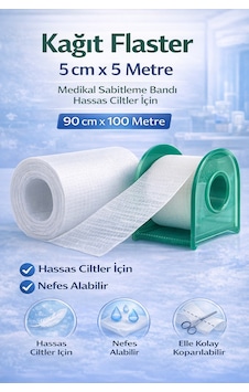 Kağıt Flaster 5 Cm X 5 M Medikal Sabitleme Bandı Hassas Ciltler İçin 1 Adet Kağıt Flaster 5 Cm X 5 M Medikal Sabitleme Bandı Hassas Ciltler İçin 1 Adet