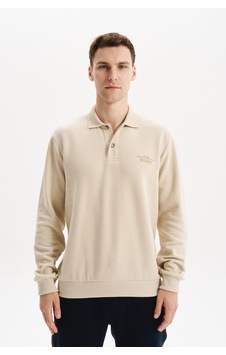 AR-MA Arma Erkek Regular Fit Selanik Kumaş Polo Yaka Sweatshirt Düğmeli, Pamuk Polyester Karışımlı %65 Pamuk %35 Polyester K30564699102 Bej