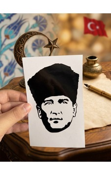 Atatürk Portre Siyah Vinil Sticker 12 X 9 Cm 0 Atatürk Portre Siyah Vinil Sticker 12 X 9 Cm 0