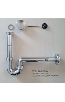 Adell Abs Krom Lavabo Sifonu Paslanmaz Çelik Kapaklı