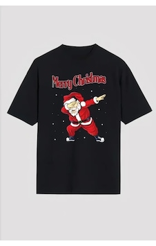 Defymoda Yılbaşı Merry Christmas Noel Baba Baskılı Oversize Bisiklet Yaka T-shirt - Siyah Defymoda Yılbaşı Merry Christmas Noel Baba Baskılı Oversize Bisiklet Yaka T-shirt - Siyah
