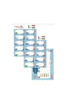 Okul Etiketi Desenli 3lü - 4 Paket Çok Renkli