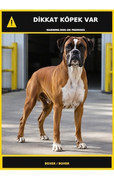 Dikkat Köpek Var Boxer Görselli Pvc Uyarı Levhası 50x70cm Dikkat Köpek Var Boxer Görselli Pvc Uyarı Levhası 50x70cm