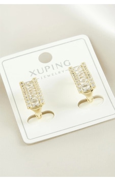 Xuping Baget Taşlı Lüks Çelik Küpe Sarı Xuping Baget Taşlı Lüks Çelik Küpe Sarı