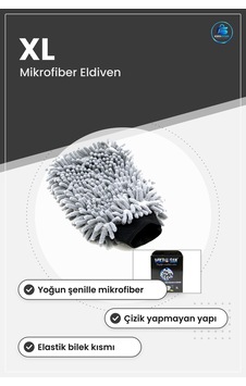 Oto Yıkama Eldiveni Makarna Xl Mikrofiber Şenille Gri Çizik Yapma Oto Yıkama Eldiveni Makarna Xl Mikrofiber Şenille Gri Çizik Yapma
