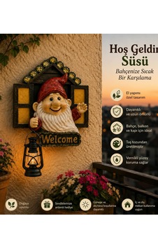 Fenerli Cüce Hediyeli Balkon Bahçe Dekor Fenerli Cüce Hediyeli Balkon Bahçe Dekor