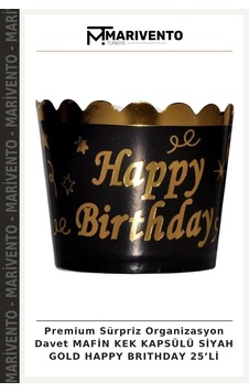 Premium Sürpriz Organizasyon Davet Mafin Kek Kapsülü Siyah Gold Happy Brıthday 25 Li Siyah - Altın Premium Sürpriz Organizasyon Davet Mafin Kek Kapsülü Siyah Gold Happy Brıthday 25 Li Siyah - Altın