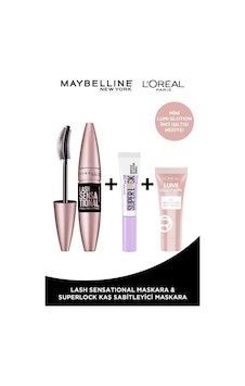 Maybelline New York Lash Sensational Maskara + Super Lock Kaş Sabitleyici & Glotion 903 Maybelline New York Lash Sensational Maskara + Super Lock Kaş Sabitleyici & Glotion 903