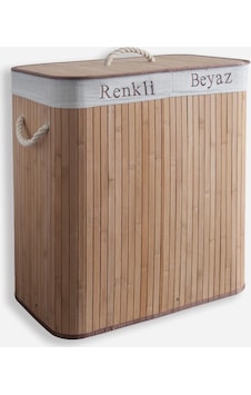 Bambu Katlanır Çift Hazneli Kirli Çamaşır Sepeti Diğer