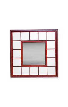 Özelleştirilebilir Ahşap Boyalı Dekoratif Duvar Aynası Kırmızı Kırmızı Özelleştirilebilir Ahşap Boyalı Dekoratif Duvar Aynası Kırmızı Kırmızı