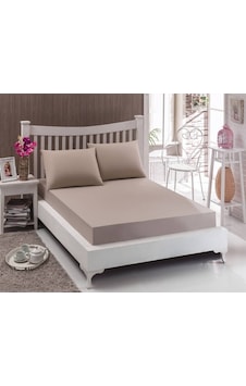 Tek Kişilik Ranforce Kumaş Lastikli Fitted Çarşaf Takımı Vizon Tek Kişilik Ranforce Kumaş Lastikli Fitted Çarşaf Takımı Vizon