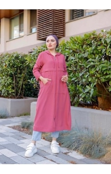 Lovie Moda Kadın Kapşonlu Kap Pembe