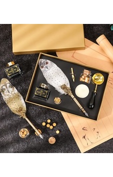 Baykuş Desenli Mühürlü Dolma Kalem Seti Beyaz Renk Baykuş Desenli Mühürlü Dolma Kalem Seti Beyaz Renk