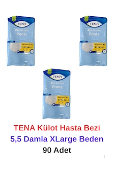 Tena Külot Hasta Bezi Normal 5,5 Damla Xlarge Beden - 90 Adet XL Tena Külot Hasta Bezi Normal 5,5 Damla Xlarge Beden - 90 Adet XL