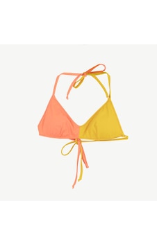 Yargıcı Renk Bloklu Bikini Üst Turuncu