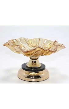 Gold Detaylı Ayaklı Dekoratif Cam Sunumluk Alk4887 Diğer Gold Detaylı Ayaklı Dekoratif Cam Sunumluk Alk4887 Diğer