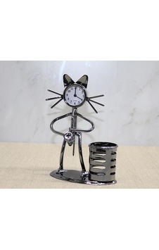 Metal Saksafon Çalan Kedi Müzisyen Saat Ve Kalemlik Alk4343 Çok Renkli Metal Saksafon Çalan Kedi Müzisyen Saat Ve Kalemlik Alk4343 Çok Renkli
