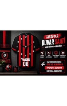 İsimli Taraftar Duvar Saati , Kişiye Özel - Hediyelik İsimli Kırmızı Siyah Forma Duvar Saati İsimli Taraftar Duvar Saati , Kişiye Özel - Hediyelik İsimli Kırmızı Siyah Forma Duvar Saati