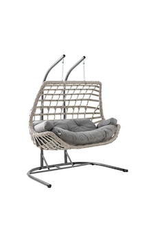 Cunda Çiftli Rattan Bahçe Salıncağı Rehome Balkon Salıncağı Beyaz