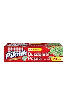 Piknik Orta Boy Buzdolabı Poşeti 24x38 Cm 20'li Piknik Orta Boy Buzdolabı Poşeti 24x38 Cm 20'li