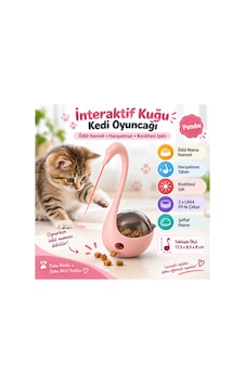 İnteraktif Kuğu Hacıyatmaz Kedi Oyuncağı Ödül Mama Hazneli Kızılötesi Işıklı - Pembe