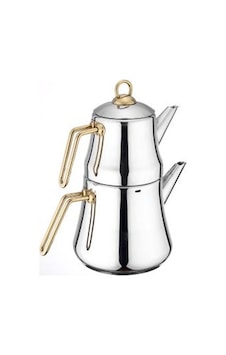 Bonera Petra Çelik Çaydanlık Takımı Orta Boy Gold Kulp Gri Bonera Petra Çelik Çaydanlık Takımı Orta Boy Gold Kulp Gri