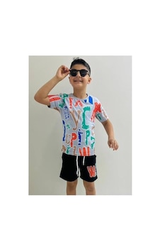 Mnk Baby & Kids Erkek Çocuk Baskılı Şortlu Yazlık Takım M00710 Gri - Siyah