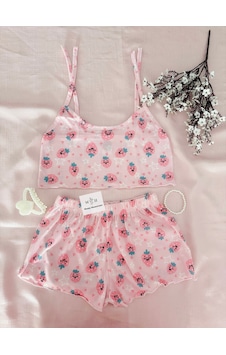 Mh Moony Homewears Fraises Souriantes Yumuşacık Şortlu Pijama Takımı PEMBE Mh Moony Homewears Fraises Souriantes Yumuşacık Şortlu Pijama Takımı PEMBE