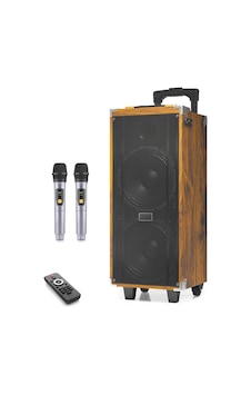 Çift Karaoke Mikrofonlu Bluetooth Hoparlör Fm Radyo 50w 2x8 İnç Rgb Kumandalı Ahşap Jbr8808 Çift Karaoke Mikrofonlu Bluetooth Hoparlör Fm Radyo 50w 2x8 İnç Rgb Kumandalı Ahşap Jbr8808