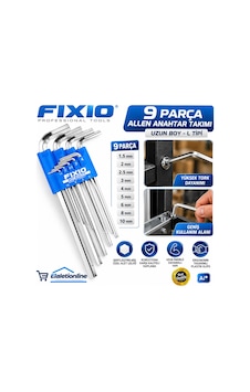 Fixio 9 Parça Uzun Boy Allen Alyan Anahtar Takımı Profesyonel L Tipi Altıgen Anahtar Seti 1.5-10 Mm - 935462728