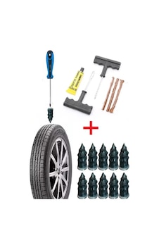 6 Parça Fitilli Lastik Tamir Kiti + 10'lu Kauçuk Tamir Vidası Seti - Otomobil, Motosiklet, Bisiklet